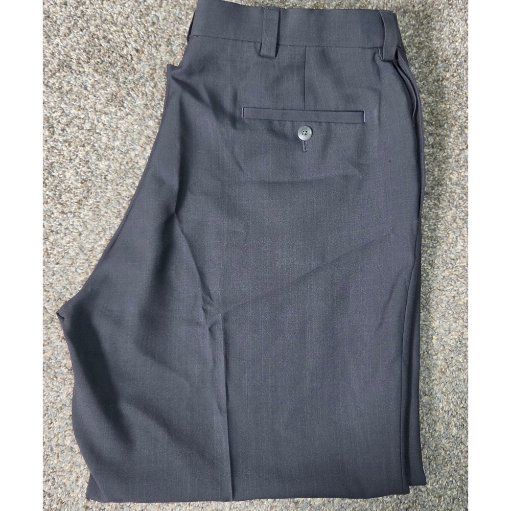 Haggar Mens Charcoal Gray Flat Front Dress Pants 40x30(27) Polyester Blend